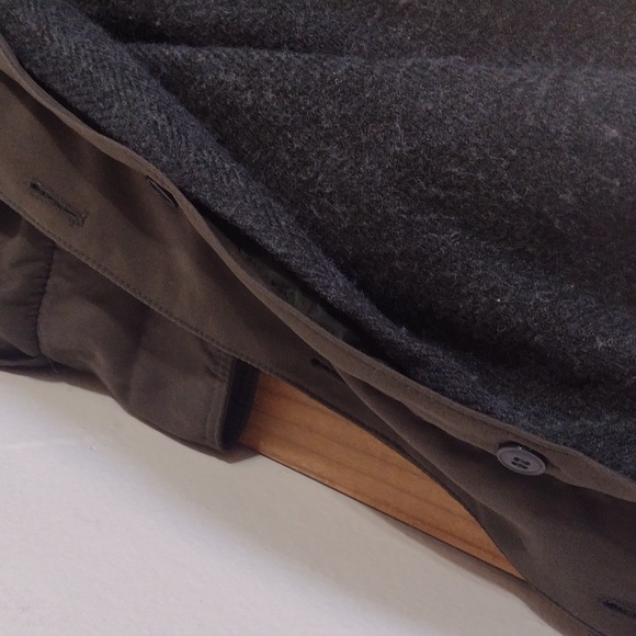 Fleet Street Vintage Olive Khaki Wool Blend Hooded Belted Trench Coat Size 4p - Picture 16 of 16